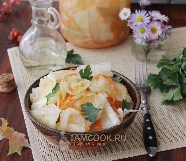 Капуста, маринованная кусочками