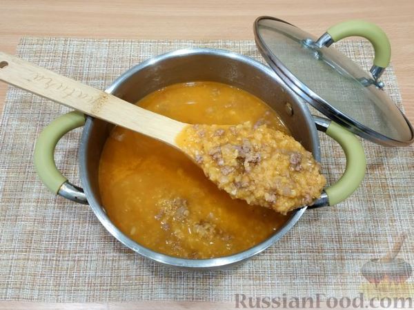 Чечевичный суп с фаршем и овощами