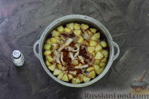 Куриный суп с рисом, яблоками и овощами