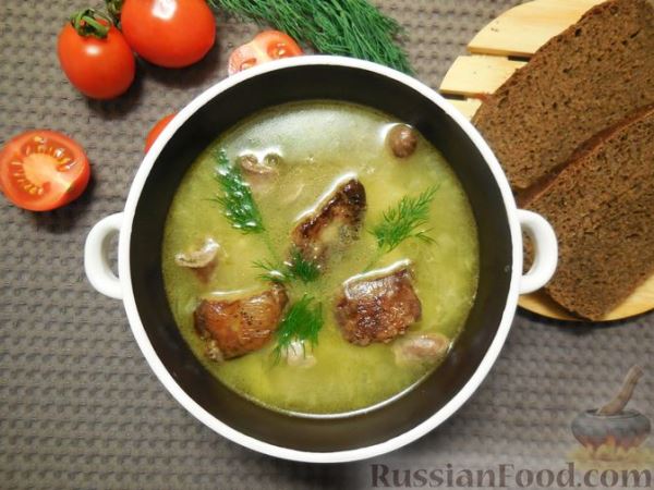 Рассольник с потрохами и перловкой