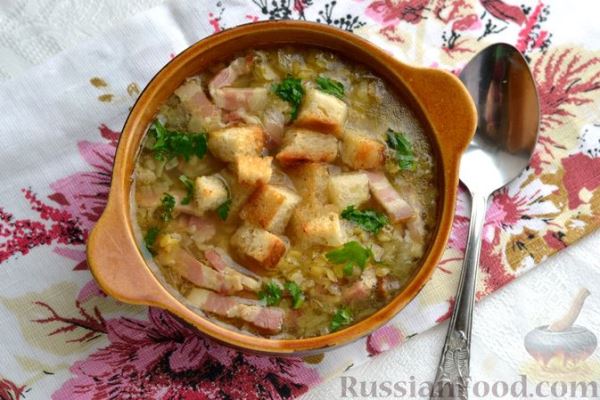 Суп с чечевицей и беконом