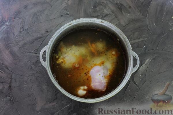 Куриный суп с рисом, яблоками и овощами